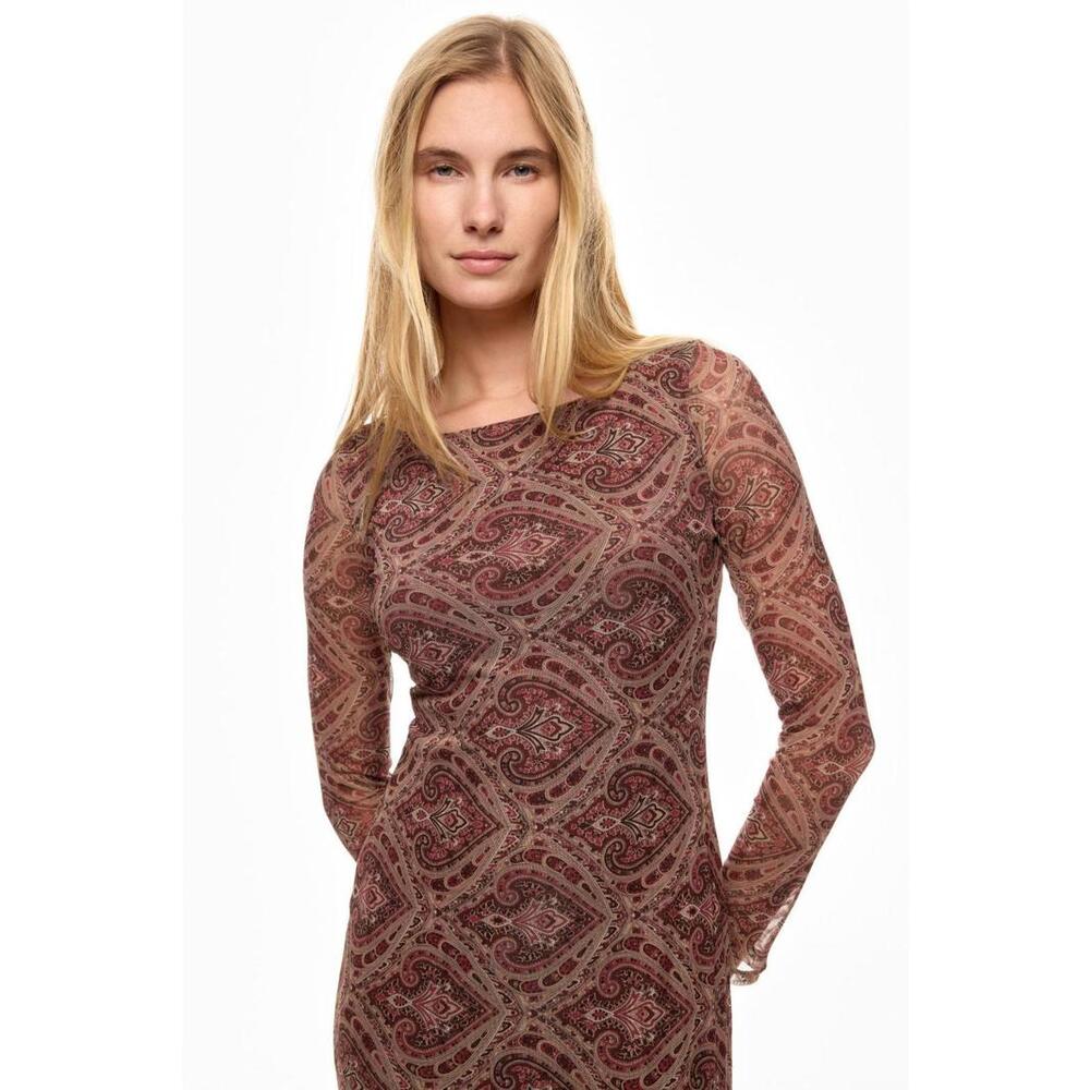 Ronny Kobo x RTR Printed Mesh Midi Dress Size L